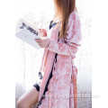 Koren fleece lace short robe and pajama set